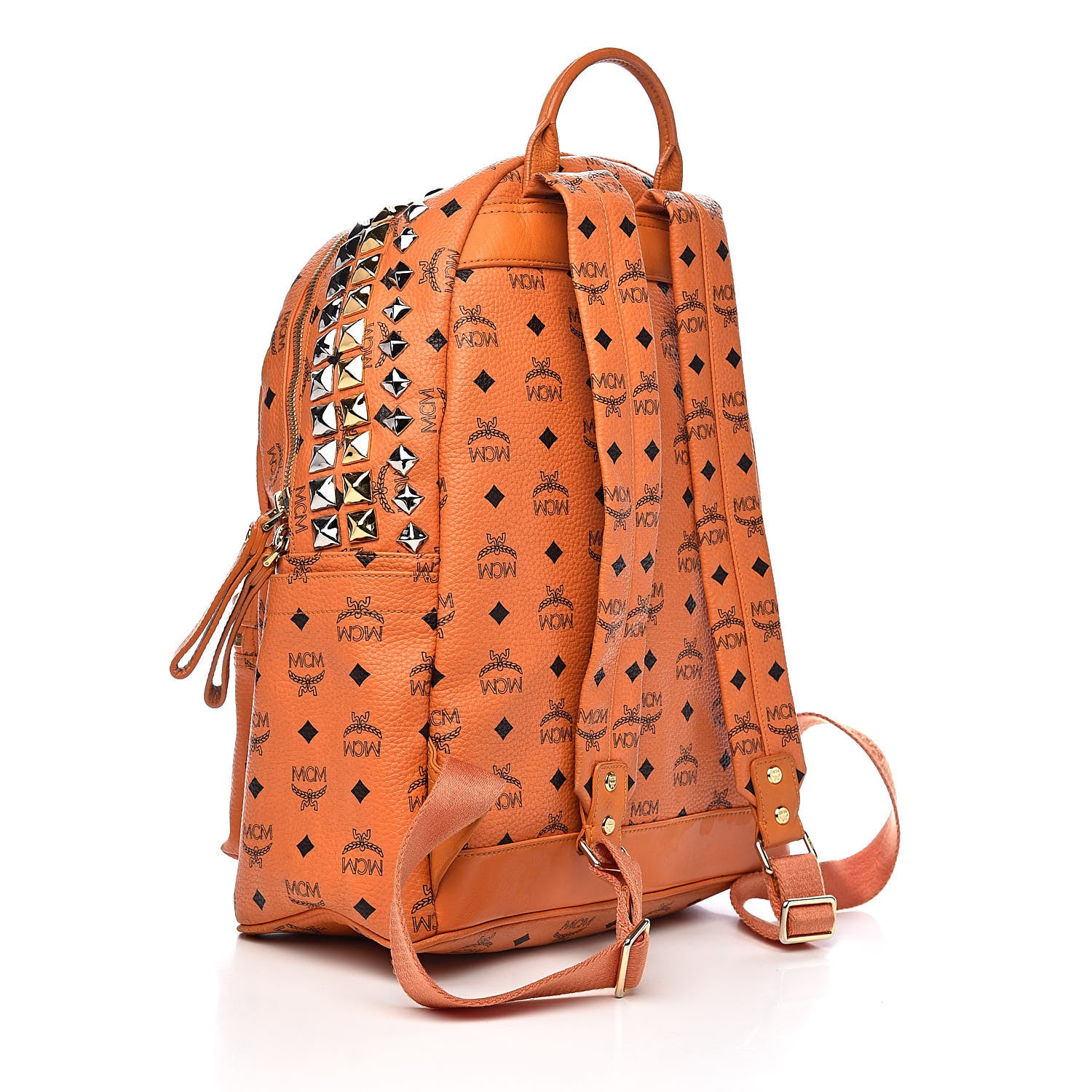 MCM Visetos Side Stud Medium Stark Backpack Orange 3 of 9