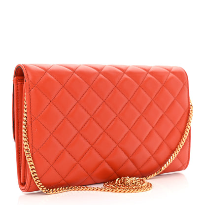 Versace Lambskin Quilted Medusa Wallet On Chain Crossbody Dark Orange 3 of 11