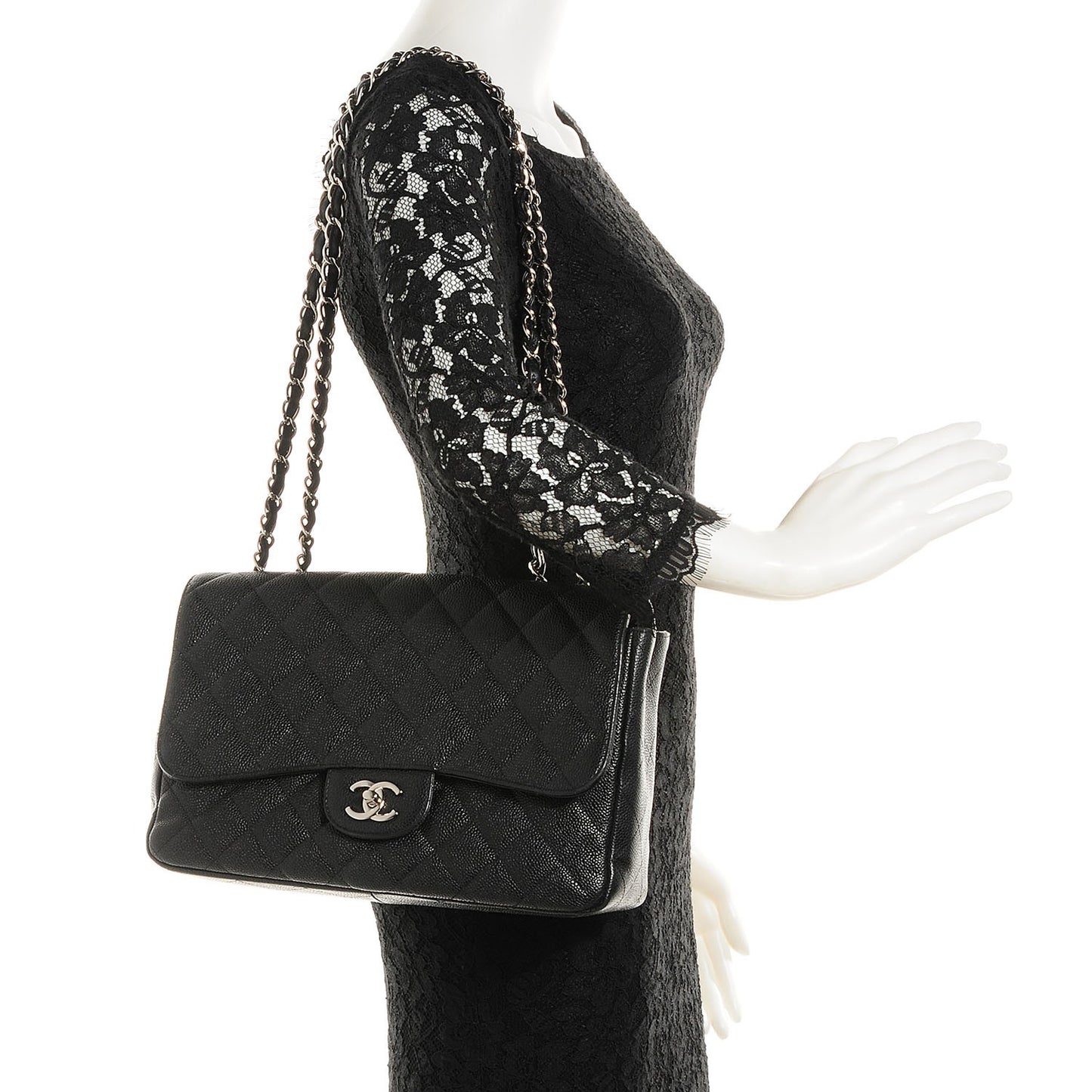 Caviar Quilted Jumbo Single Flap Black