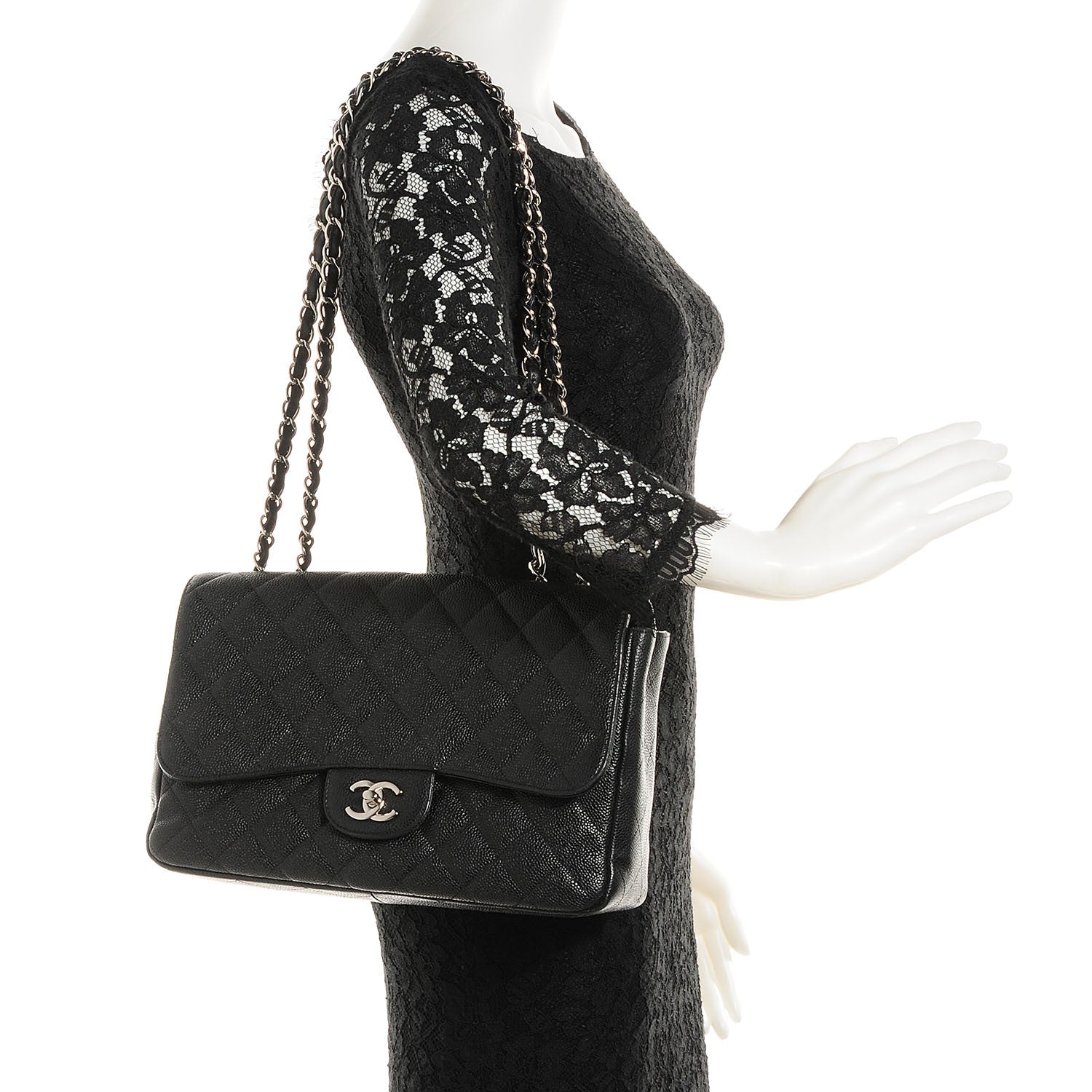 Chanel Caviar Quilted Jumbo Single Flap Black 2 of 8