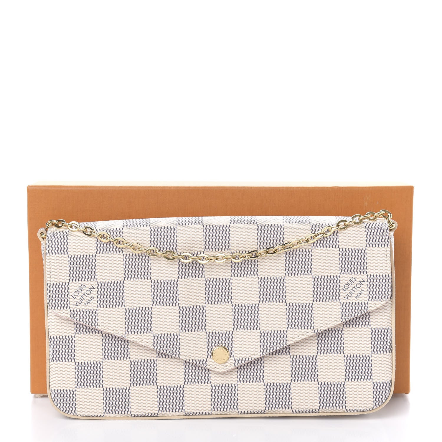 Louis Vuitton Damier Azur Pochette Felicie Chain Wallet Rose Ballerine 12 of 12