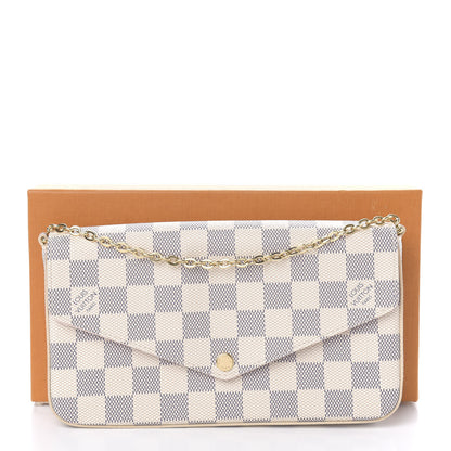 Louis Vuitton Damier Azur Pochette Felicie Chain Wallet Rose Ballerine 12 of 12