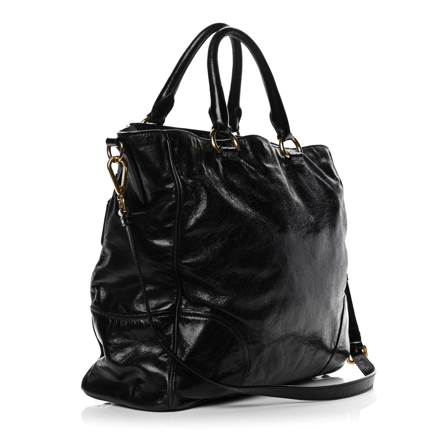 Prada Vitello Shine Tote Black 3 of 15