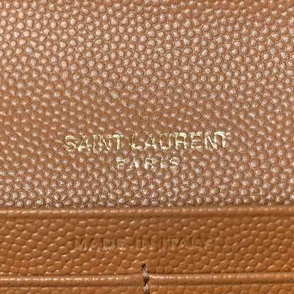 Saint Laurent Grain De Poudre Matelasse Chevron Monogram Flap Wallet Cork 6 of 9