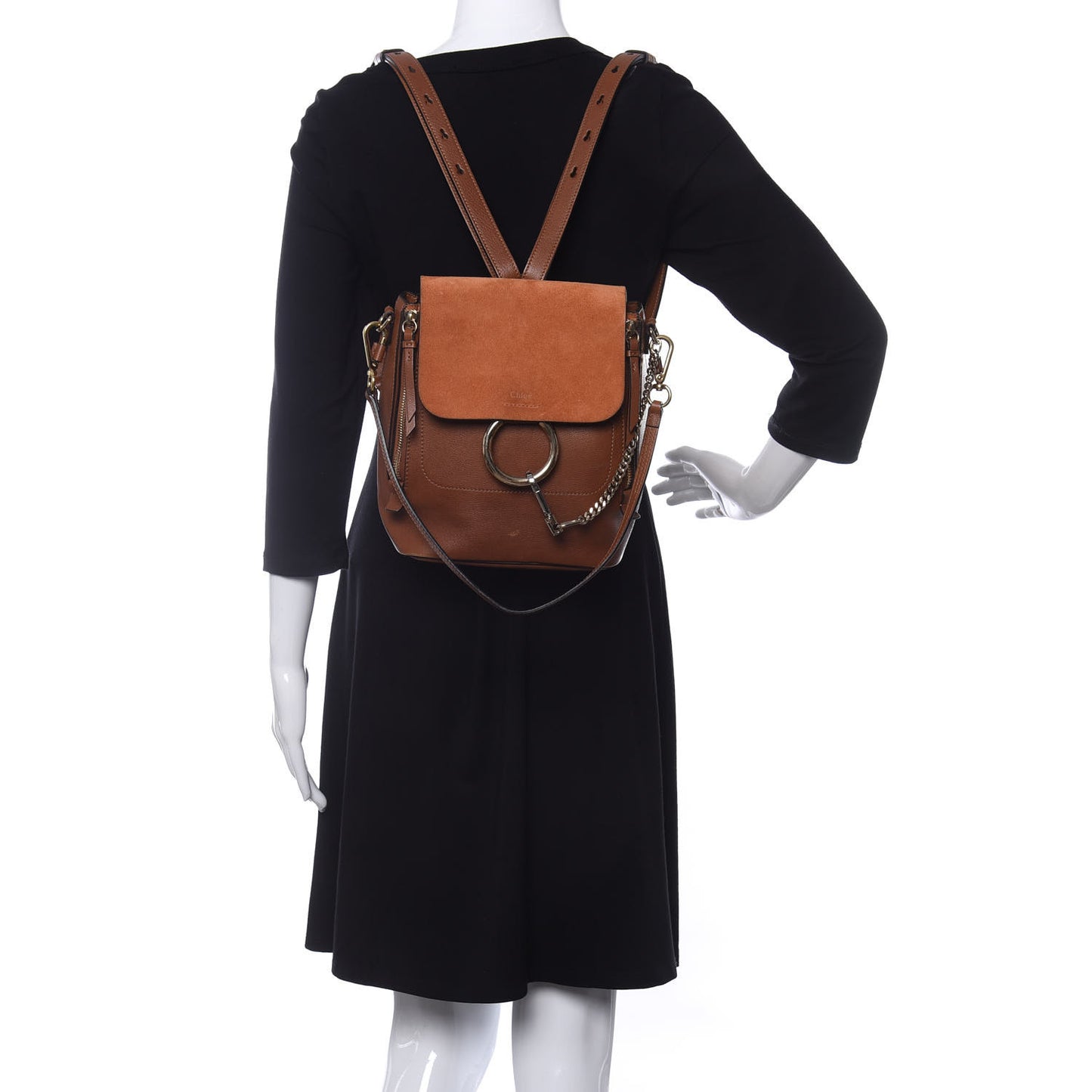 Suede Calfskin Small Faye Backpack Tobacco