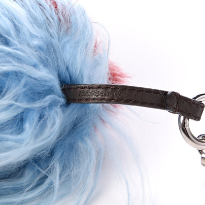 Fendi Alpaca Mink Fur Faces Micro Bag Bug Charm Blue Multicolor 4 of 5