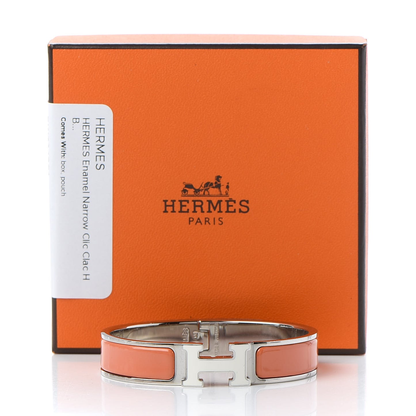Enamel Narrow Clic Clac H Bracelet PM Orange White