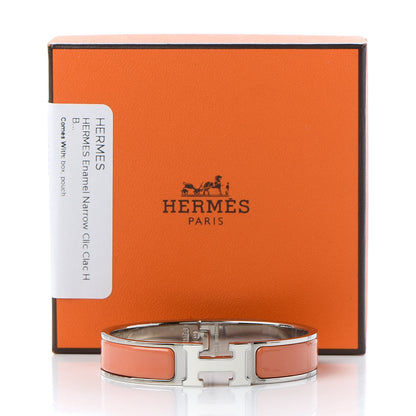 Hermes Enamel Narrow Clic Clac H Bracelet PM Orange White 7 of 7
