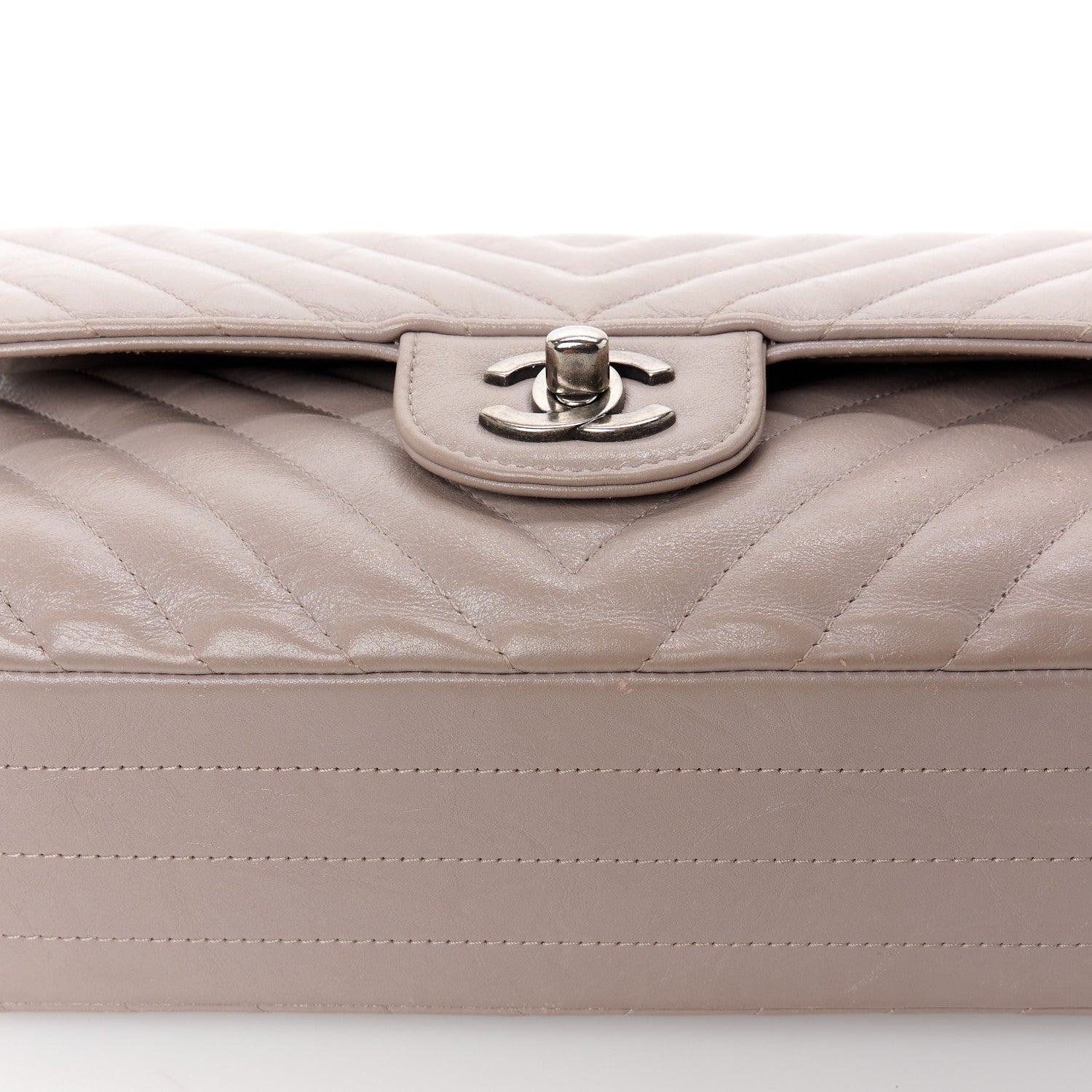 Chanel Calfskin Chevron Quilted Medium Double Flap Grey 13 of 13