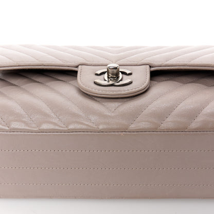 Chanel Calfskin Chevron Quilted Medium Double Flap Grey 13 of 13