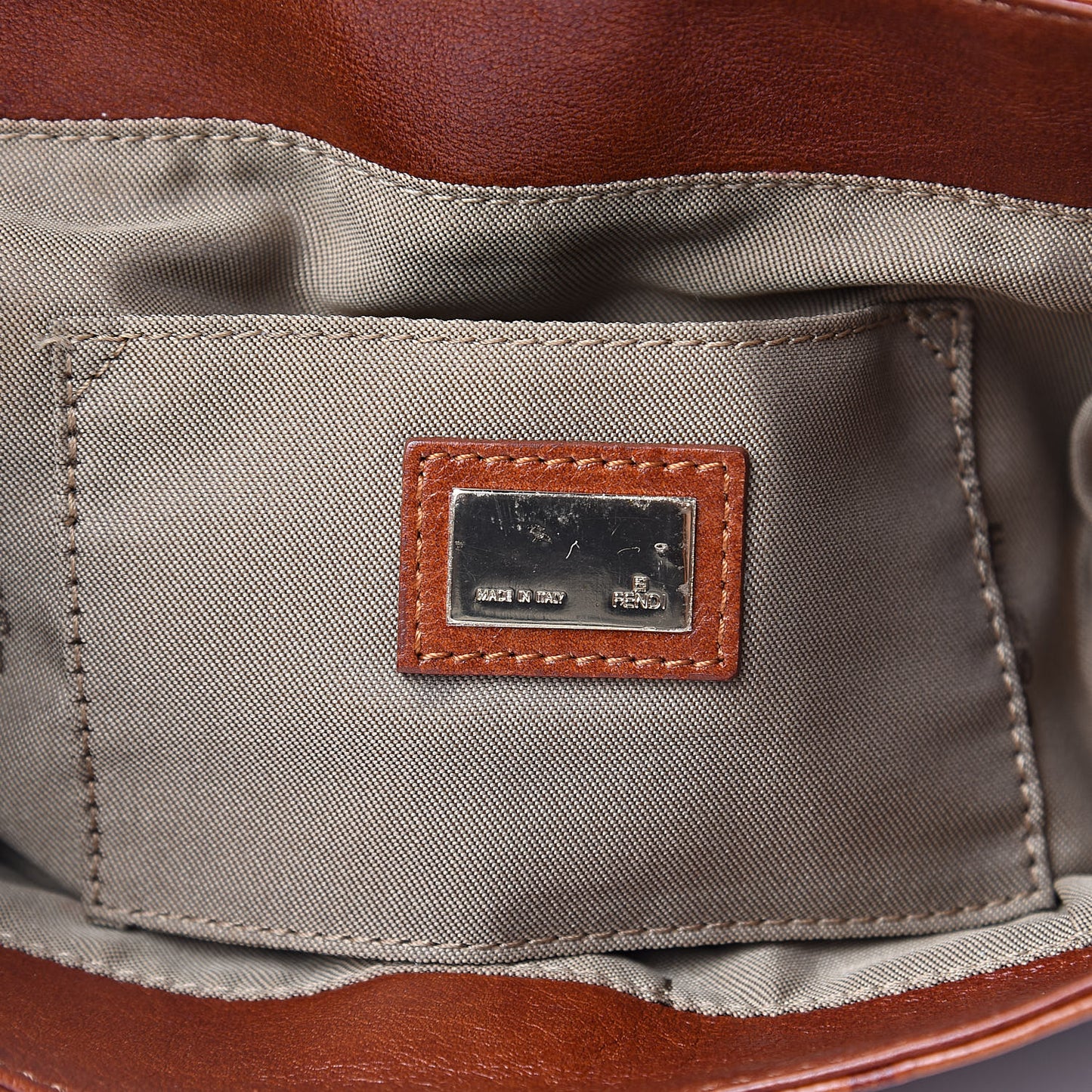 Vitello Bottalato FF Embossed Small Chef Shoulder Bag Ruggine