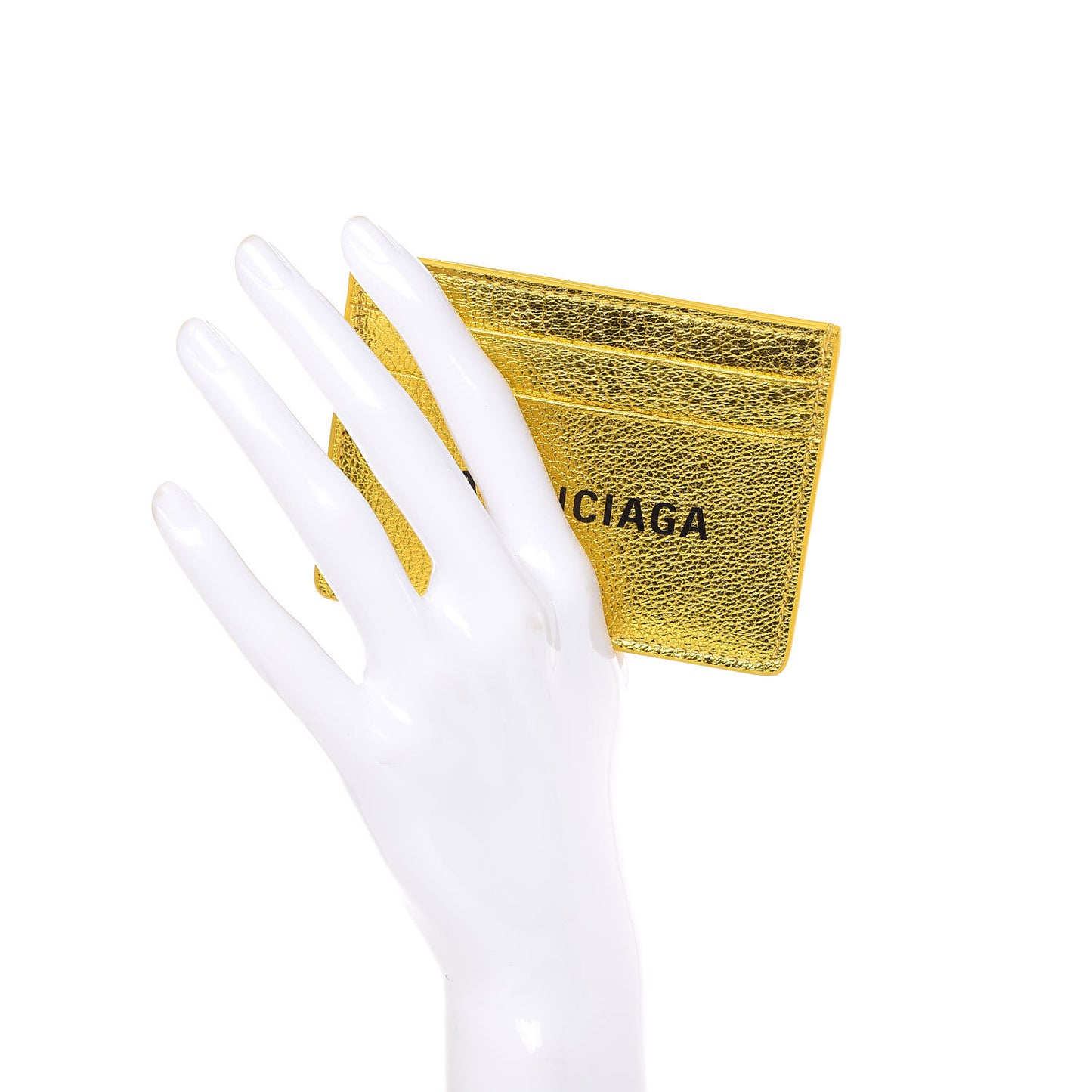 Metallic Goatskin Logo Everyday Multi Card Case Oro Black