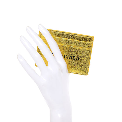 Balenciaga Metallic Goatskin Logo Everyday Multi Card Case Oro Black 2 of 6