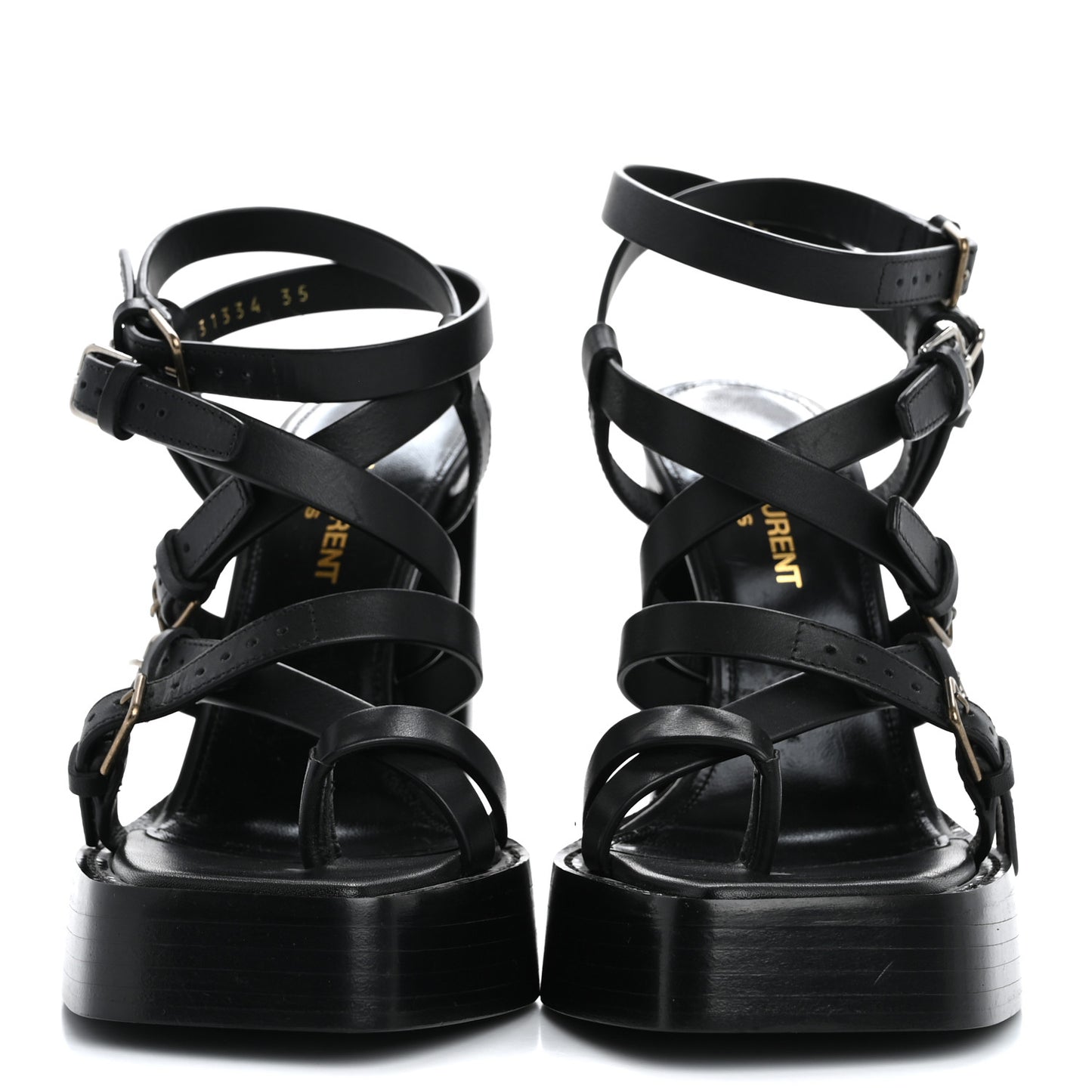 Calfskin 105 Platz Platform Sandals 35 Black