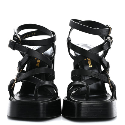 Saint Laurent Calfskin 105 Platz Platform Sandals 35 Black 3 of 14