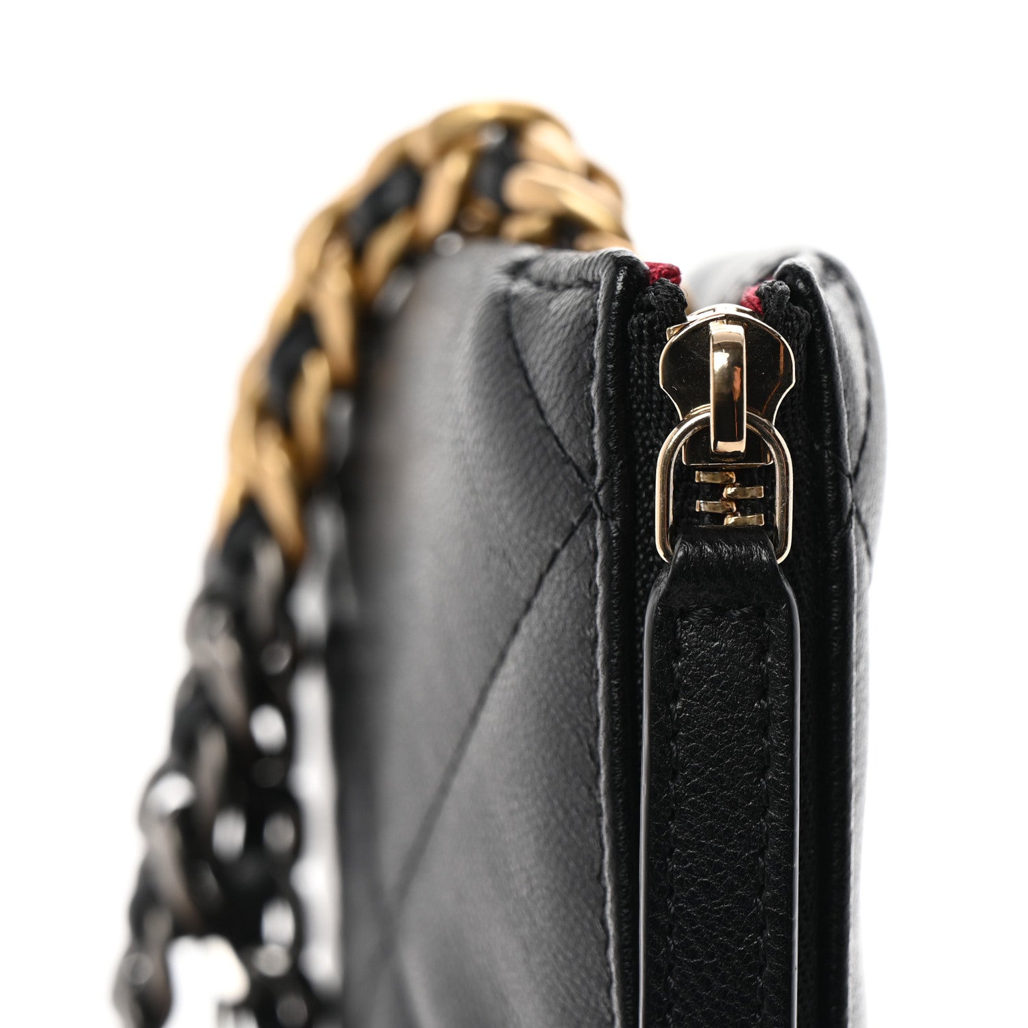 Chanel Shiny Goatskin Quilted Small Chanel 19 Pouch With Handle Black 8 of 10