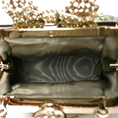 Gucci Nylon Crystal GG Monogram Mini Bow Clutch With Chain Green 5 of 10