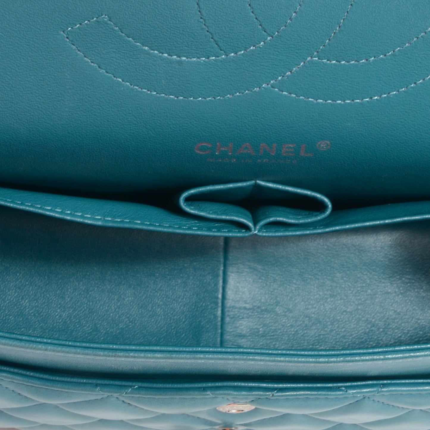 Lambskin Quilted Jumbo Double Flap Turquoise