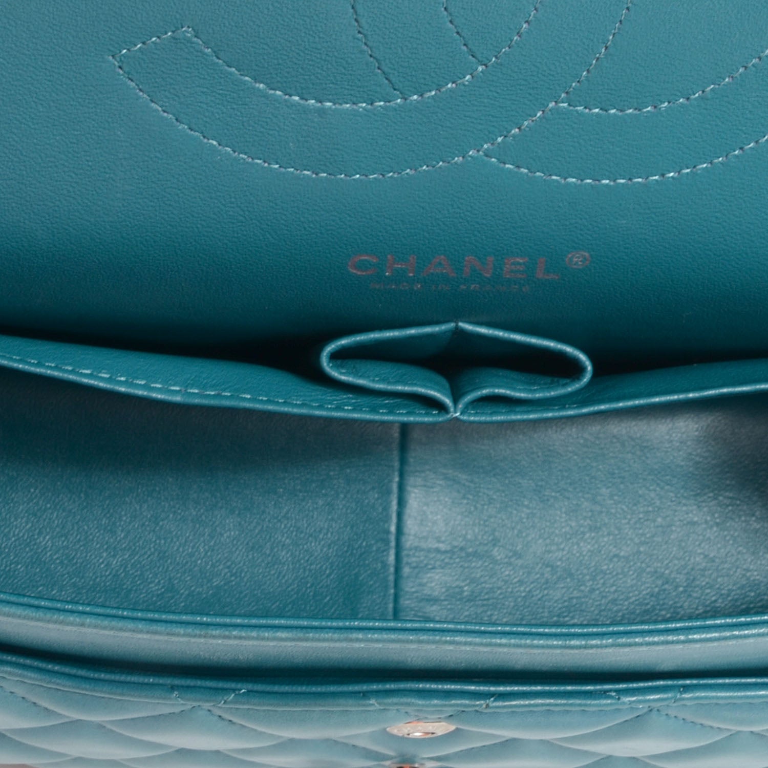 Chanel Lambskin Quilted Jumbo Double Flap Turquoise 6 of 7