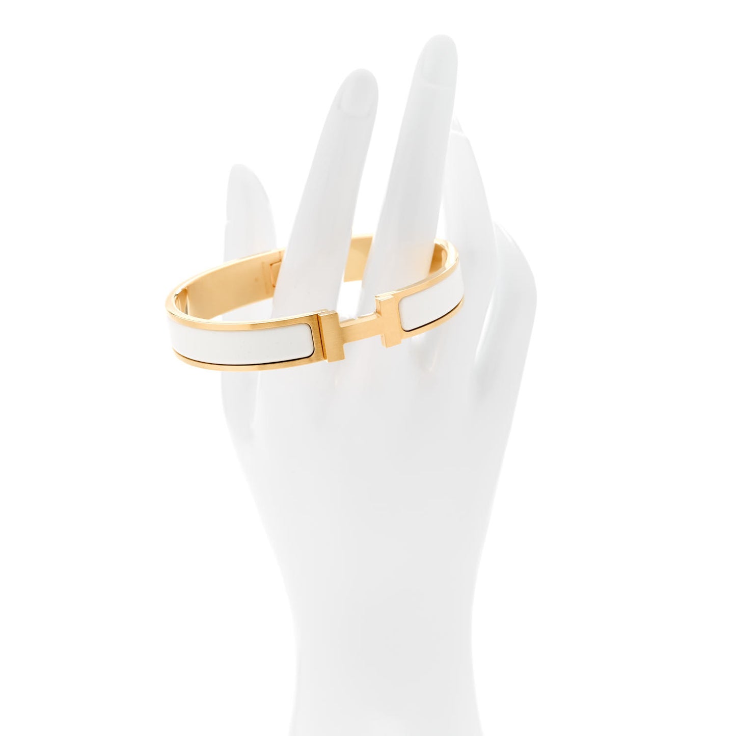 Matte Enamel Narrow Clic Clac HH Bracelet GM White