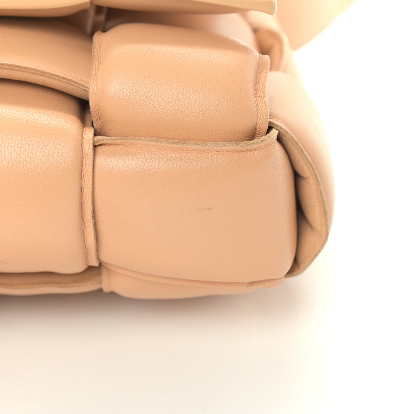 Nappa Maxi Intreccio Padded Cassette Crossbody Bag Almond
