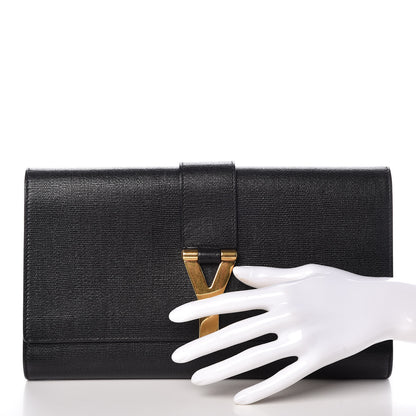 Saint Laurent Textured Calfskin Classic Y Ligne Clutch Black 2 of 10