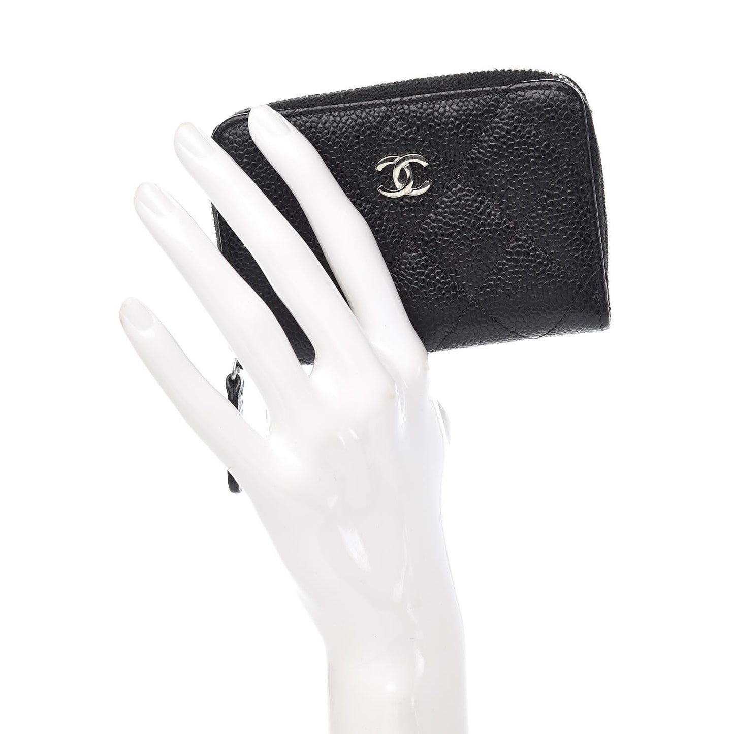 Caviar Quilted Zip Coin Purse Black
