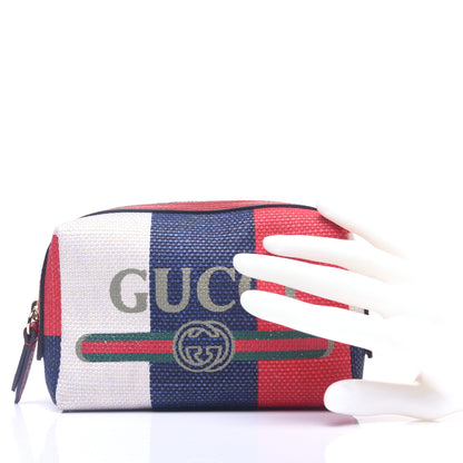 Gucci Canvas Sylvie Stripe Logo Cosmetic Case Mystic White Hibiscus Red Maritime 2 of 11