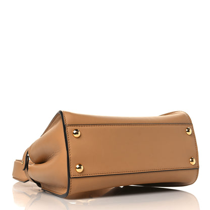 Fendi Vitello Seta Canvas FF Embroidered Mini Peekaboo Iconic Satchel Miele Scuro Poudre 4 of 9
