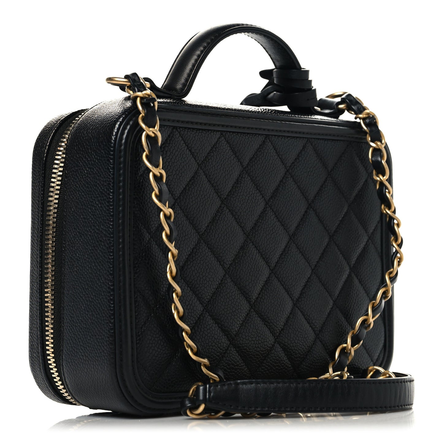 Caviar Quilted Medium CC Filigree Vanity Case Black