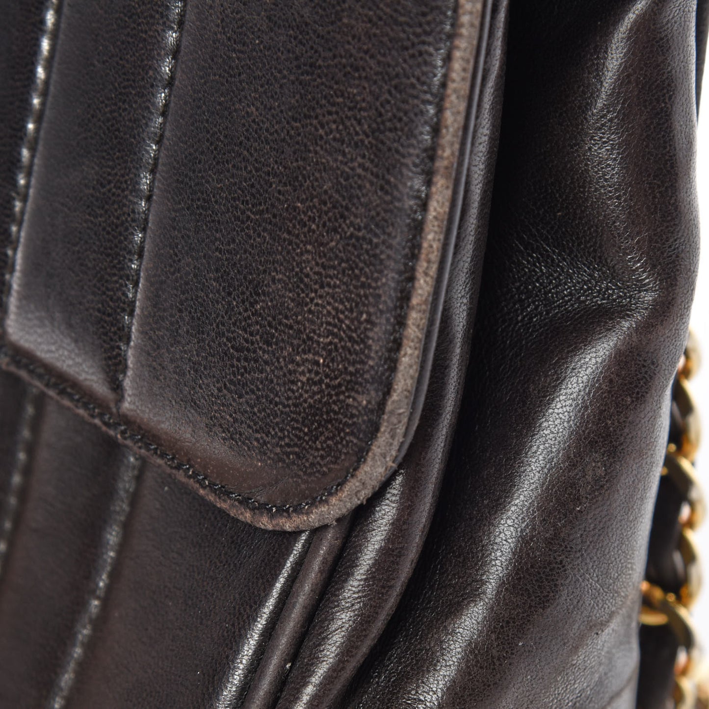 Lambskin Vertical Quilt Jumbo Single Flap Black