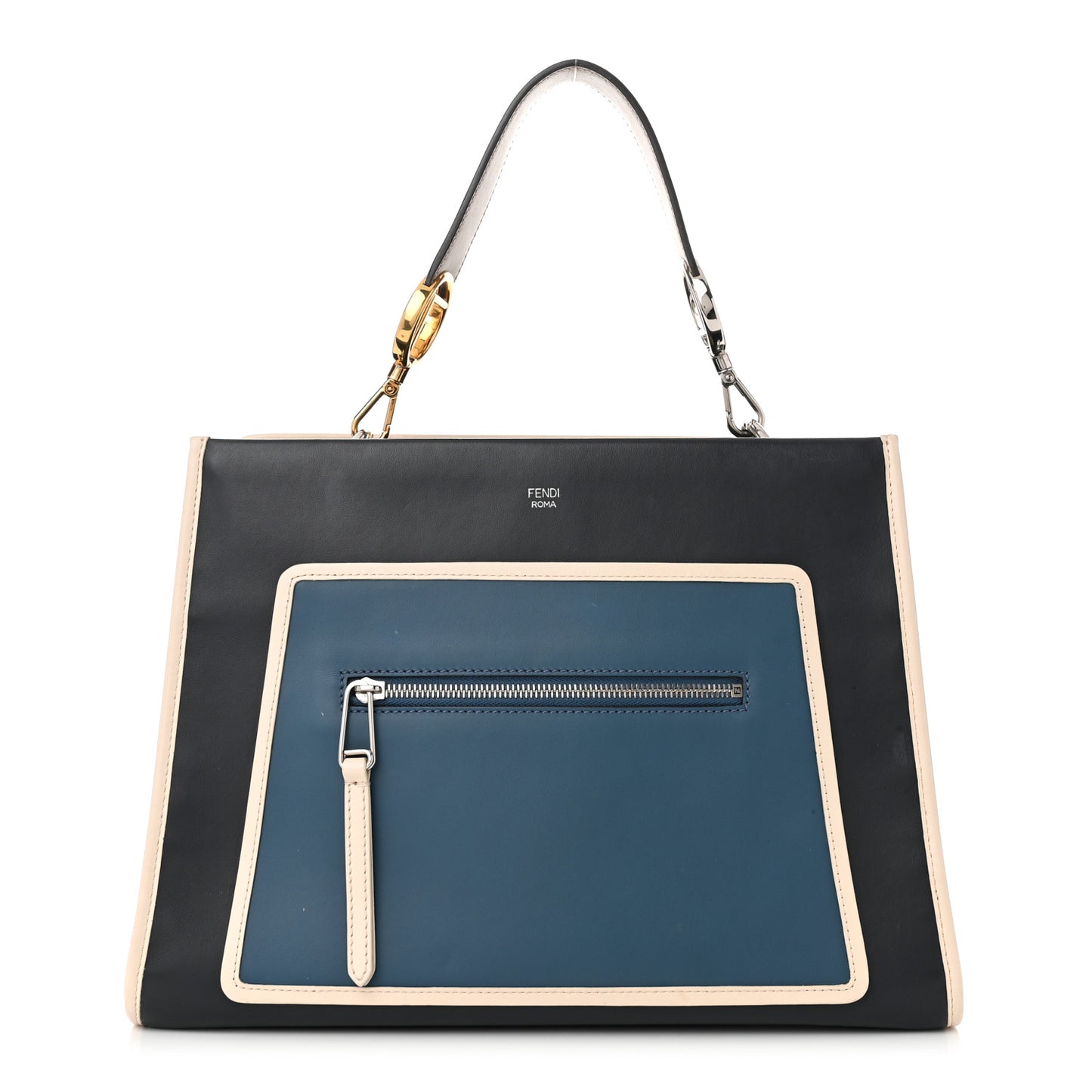Vitello Century Opaco F is Fendi Bi-Color Regular Runaway Satchel Blue Notte Balena Multicolor