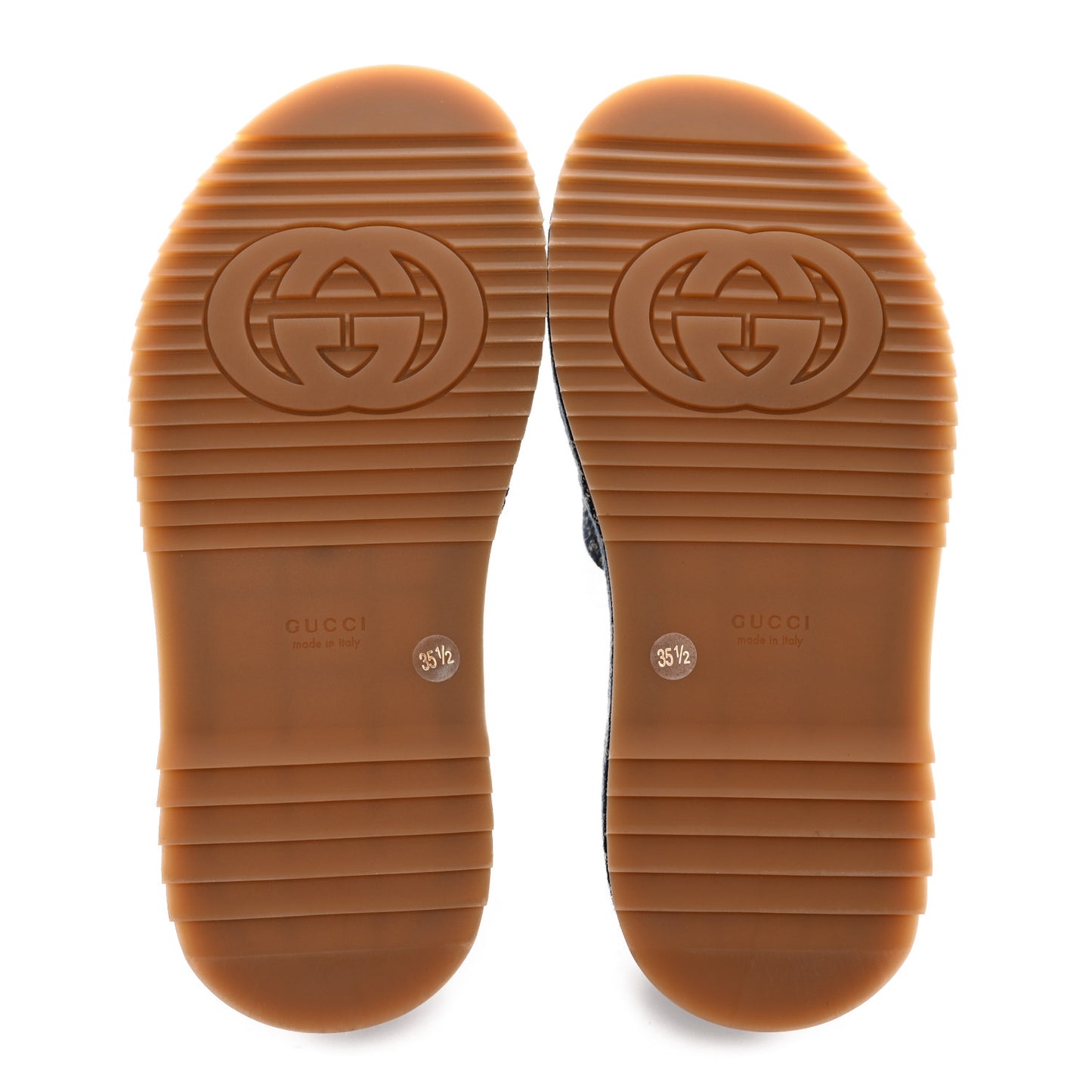 New Denim GG Monogram Angelina Platform 55mm Slide Sandals 35.5 Blue Tea