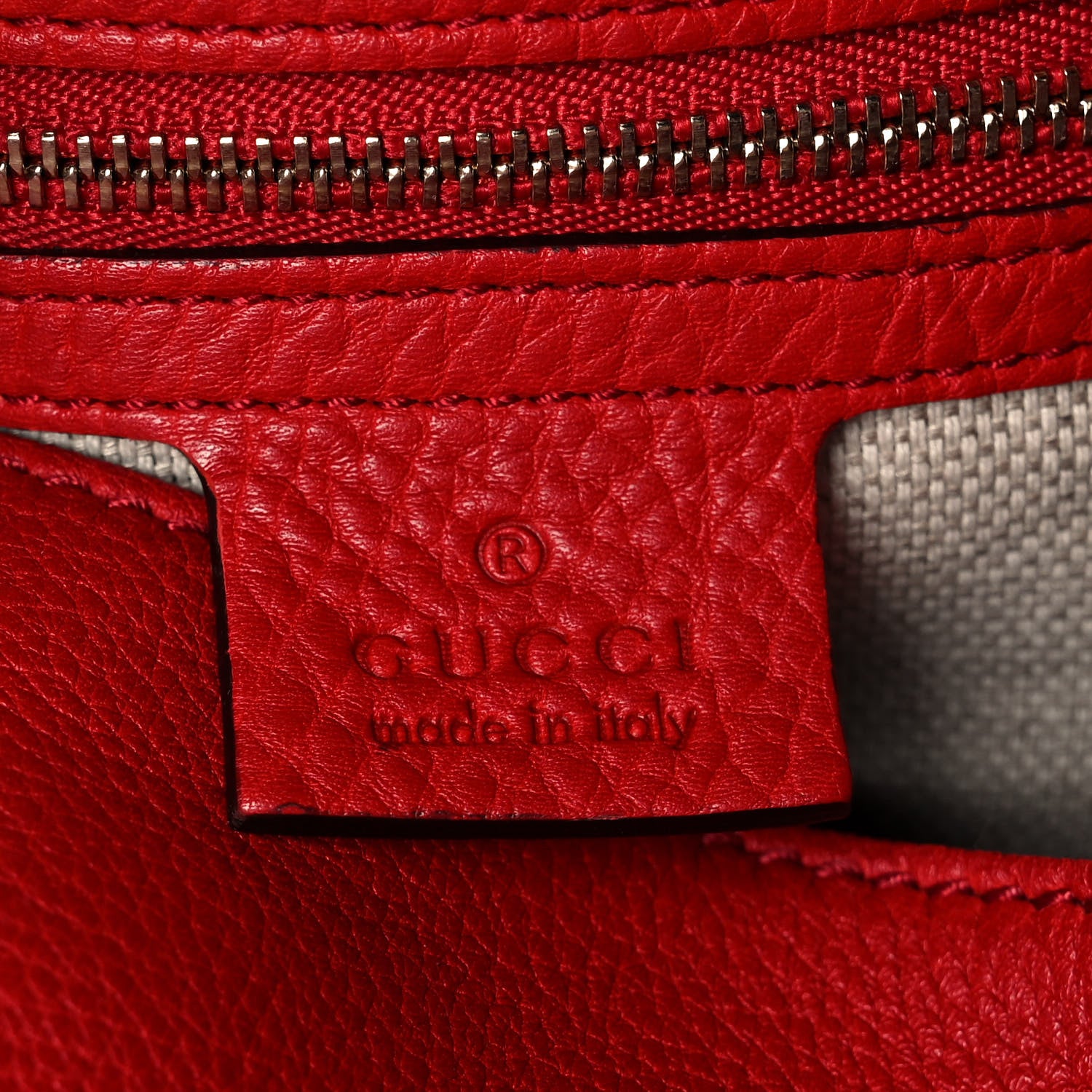 Gucci Pebbled Calfskin Medium Soho Shoulder Bag Red 6 of 12