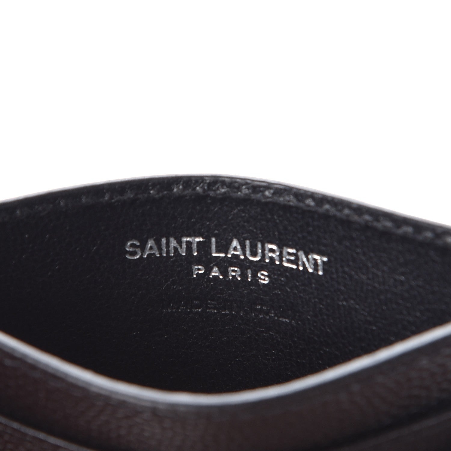 Saint Laurent Grain De Poudre Matelasse Chevron Monogram Credit Card Case Black 6 of 8