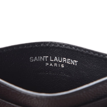 Saint Laurent Grain De Poudre Matelasse Chevron Monogram Credit Card Case Black 6 of 8