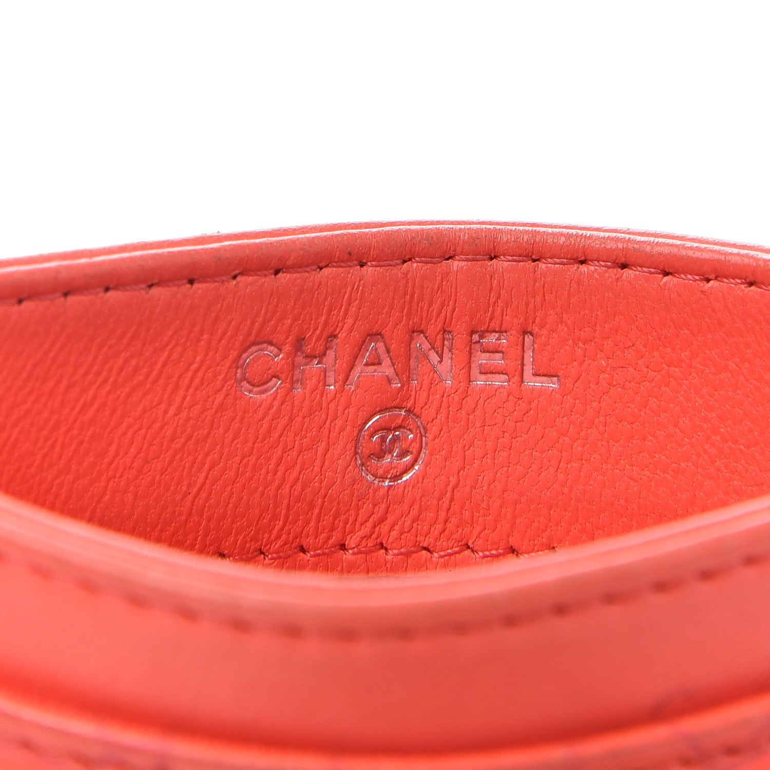 Chanel Goatskin Camellia Embossed Card Holder Coral 5 of 8