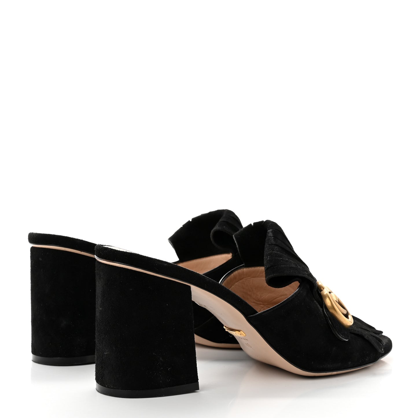 Kid Scamosciato GG Marmont Fringe 75mm Slide Sandals 40 Black