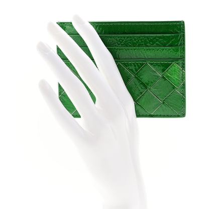 Bottega Veneta Metallic Calfskin Intrecciato Zip Card Holder Envy 2 of 8