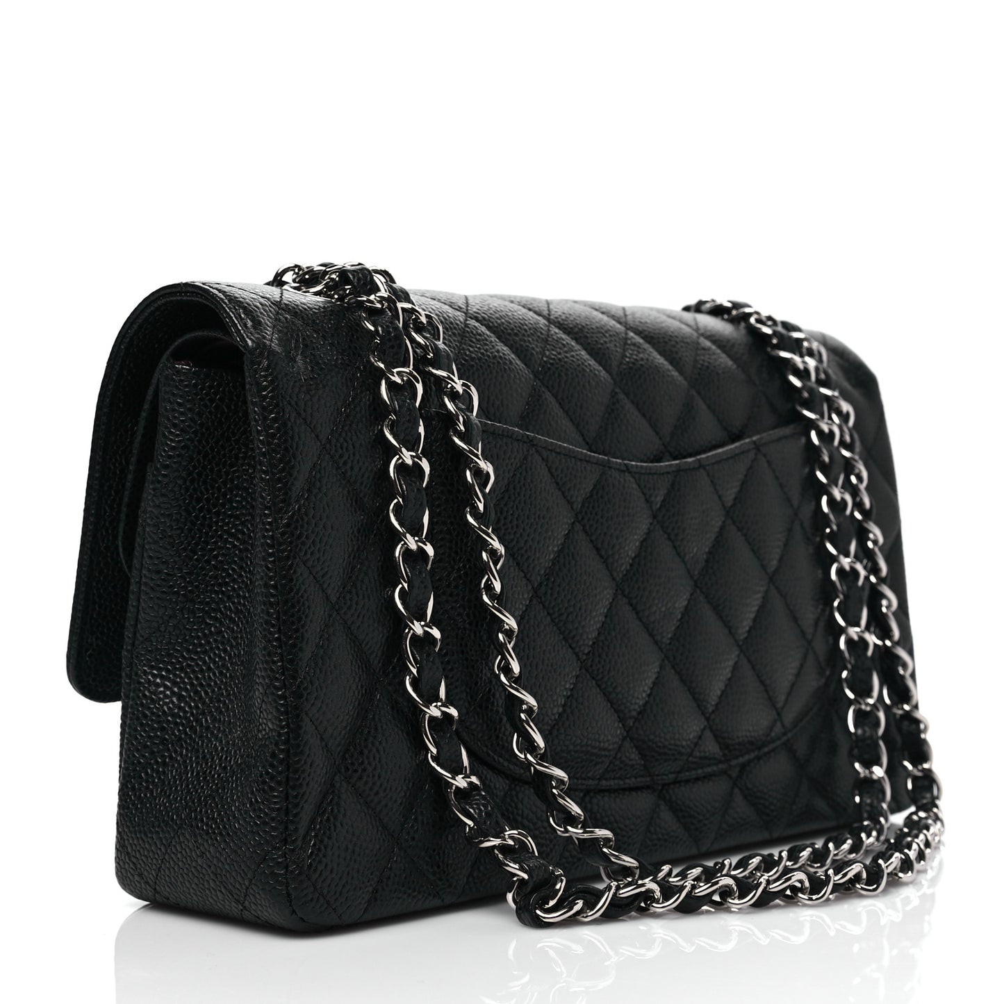 Caviar Quilted Medium Double Flap Black