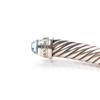 David Yurman Sterling Silver Diamond Blue Topaz 5mm Cable Classics Bracelet 4 of 4