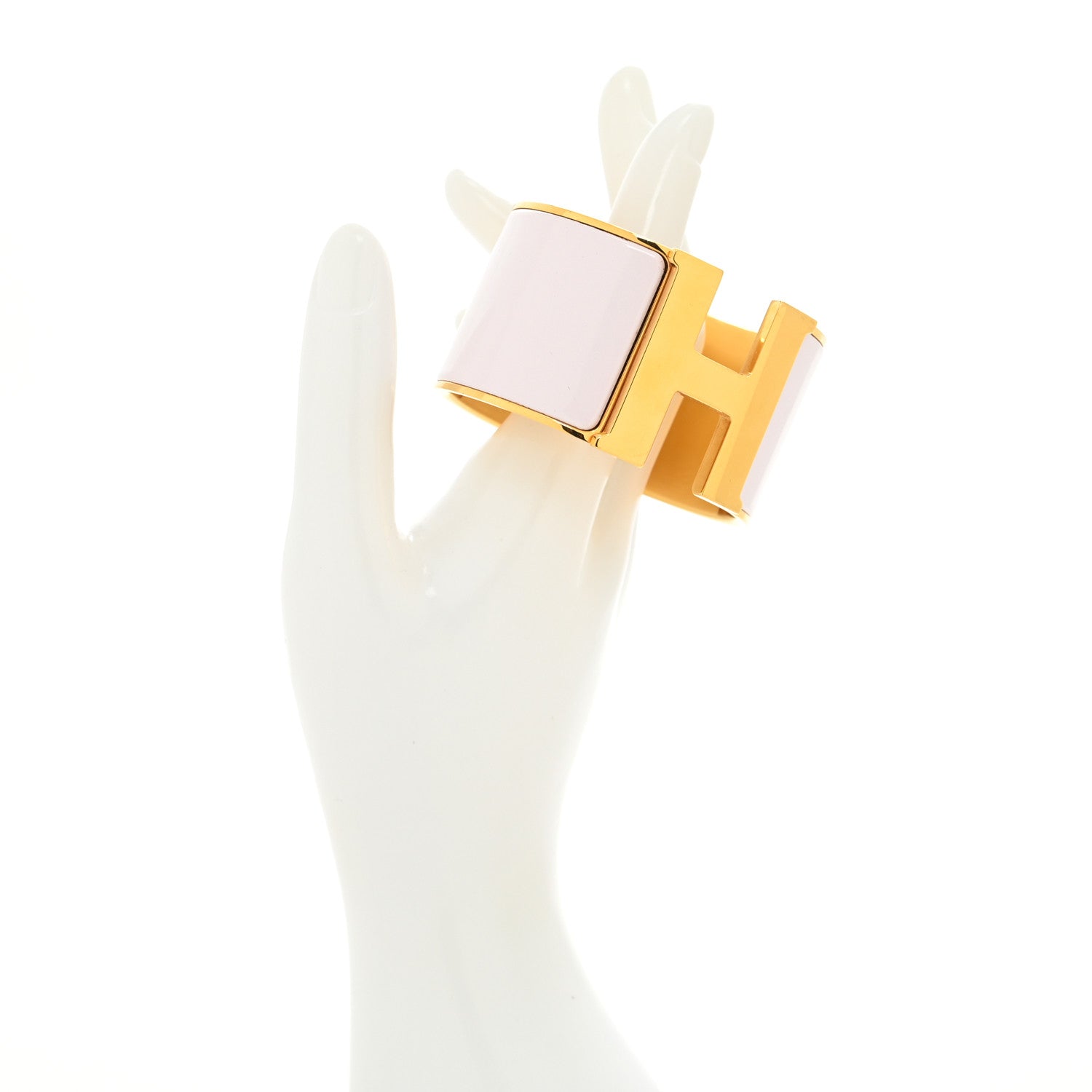 Hermes Enamel Extra Wide Clic Clac H Bracelet PM Rose White 2 of 5