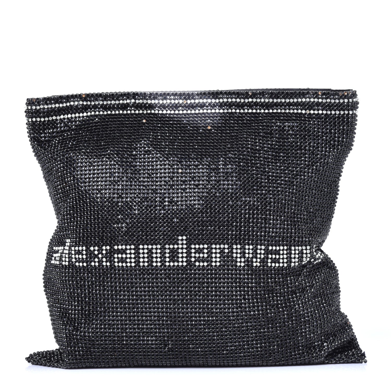 Alexander Wang Rhinestone Chain Mesh Wanglock Logo Pouch Black White 1 of 10