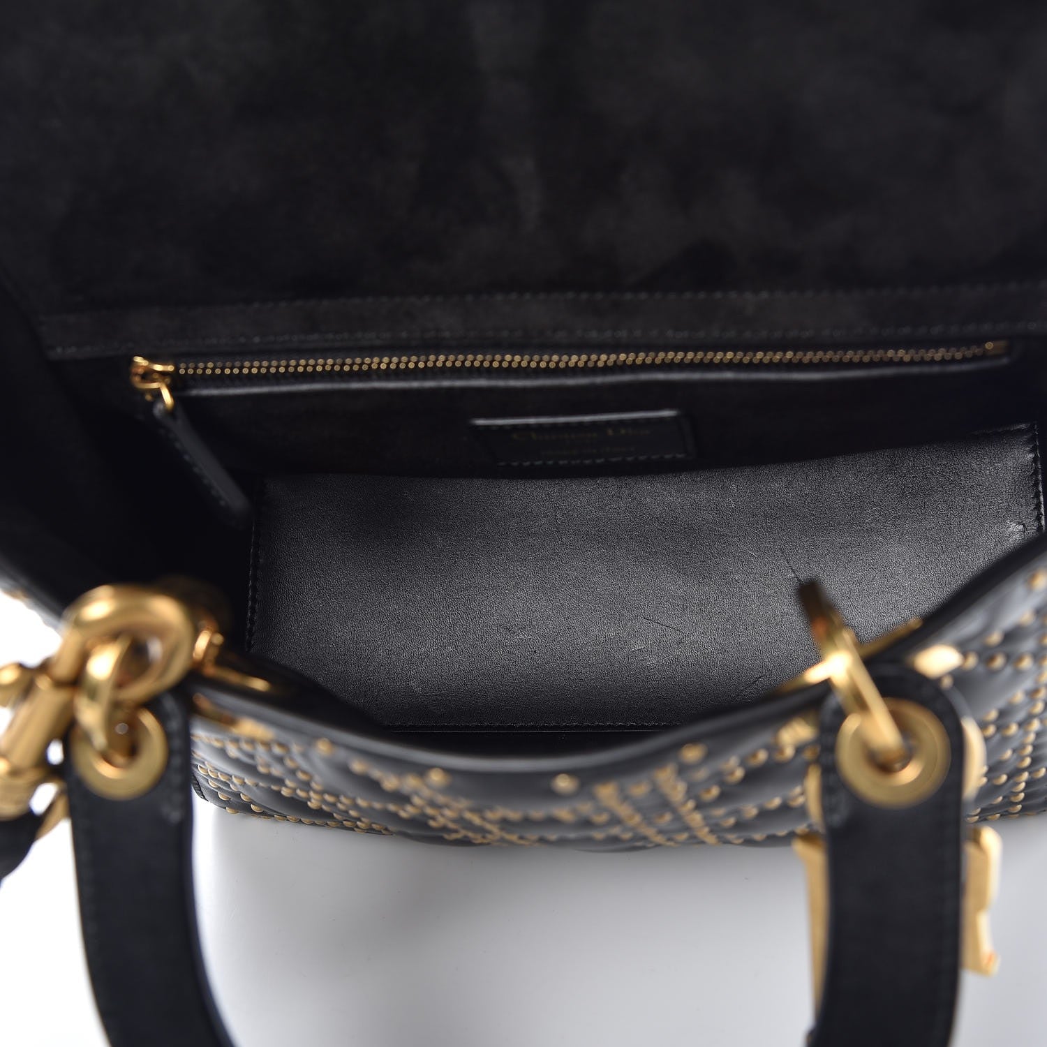 Christian Dior Calfskin Cannage Studded Medium Supple Lady Dior Black 5 of 8
