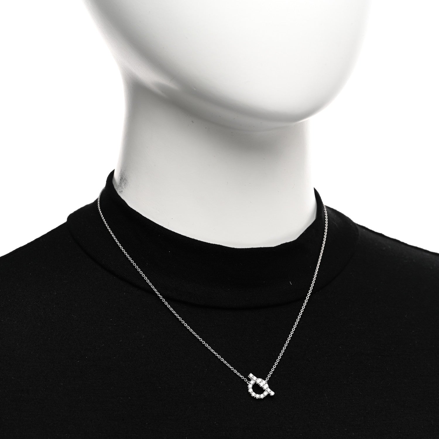Hermes 18K White Gold Diamond Finesse Pendant Necklace 2 of 6