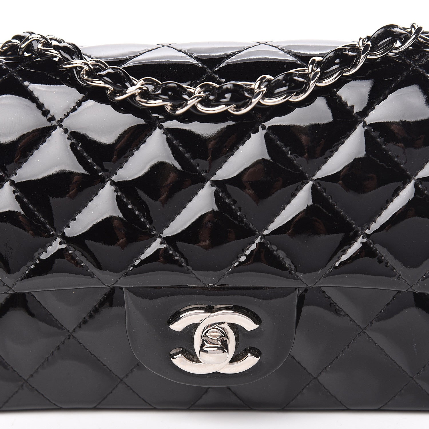 Chanel Patent Calfskin Quilted Mini Rectangular Flap Black 11 of 11