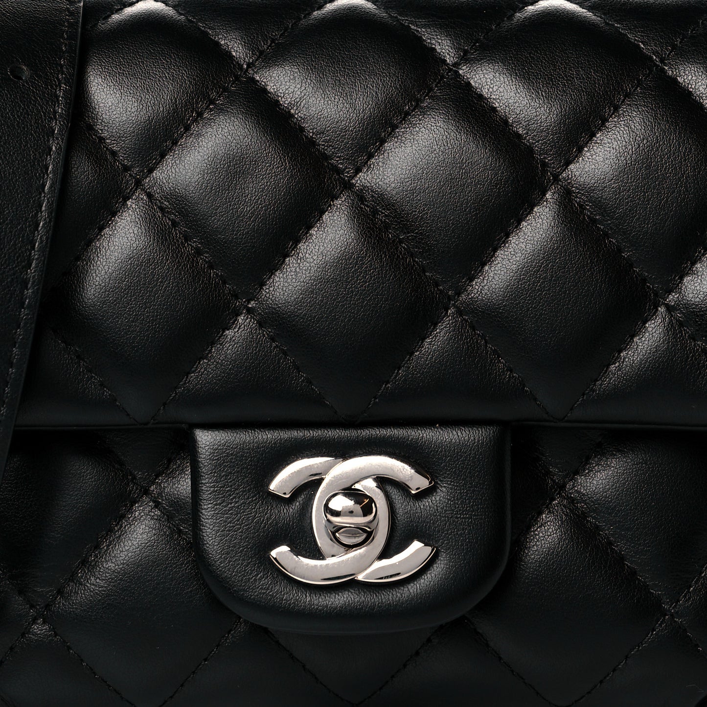 Calfskin Quilted CC Uniform Flap Belt Bag Black