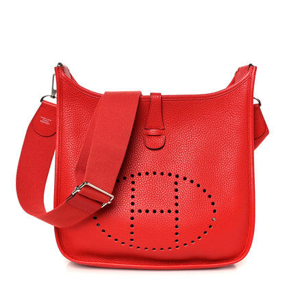 Hermes Taurillon Clemence Evelyne III PM Rouge Tomate 1 of 11