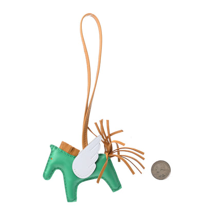 Hermes Milo Lambskin Grigri Rodeo Pegase Horse Bag Charm PM Menthe Sesame Bleu Brume 2 of 4