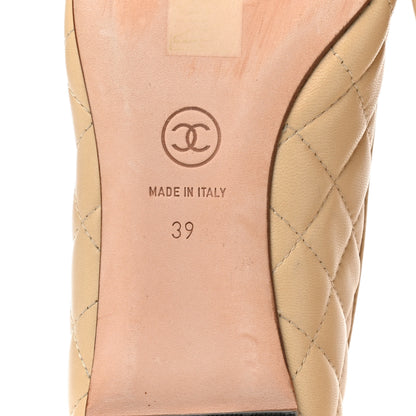 Chanel Lambskin Quilted Cap Toe Ballerina Flats 39 Beige Black 6 of 9